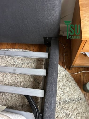 The same area rug after stain removal, with the pile clean and even